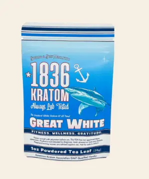 1836 KRATOM Great White – Powdered Tea Leaf 